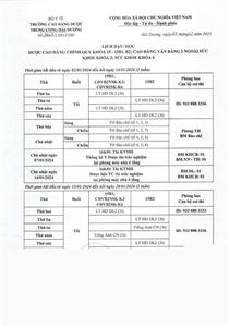  LỊCH DẠY HỌC KHÓA 15B1,B2; VB2NSK ;SK KHÓA 6